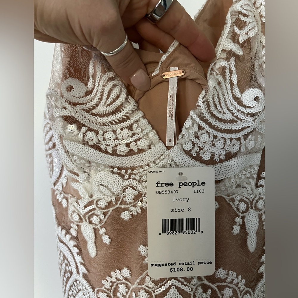 Free People Ivory Lace Sequin Dress